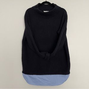 FRNCH Paris Smocked-neck Ribbed Paneled Hem Sweater S/M**